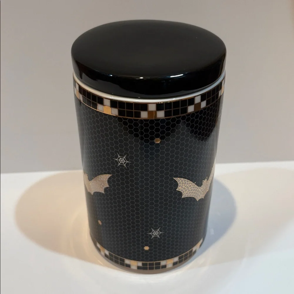 Anthropologie Medium Canister Black and White Bistro Halloween Treat Jar - Picture 9 of 9